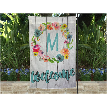 Garden Flag - Floral Monogram Flag