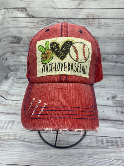 Baseball Hat- PEACE LOVE BASEBALL